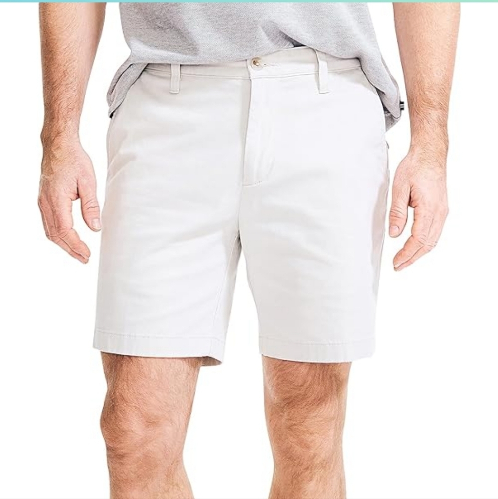 Men's Nautica White Flat Front Shorts Tailored Fit